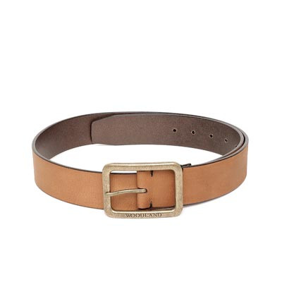 Men Tan Brown Solid Leather Belt