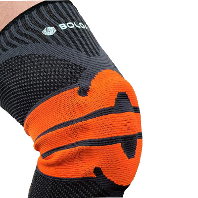 Black & Orange Solid Knee Support Cap