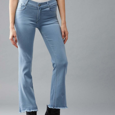 Women Blue Bootcut High-Rise Clean Look Stretchable Jeans