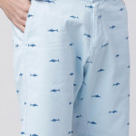 Men Blue Printed Slim Fit Regular Shorts