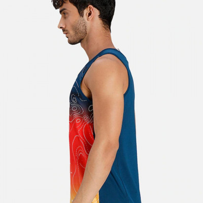 Men Navy Blue & Red Colourblocked Innerwear Vest